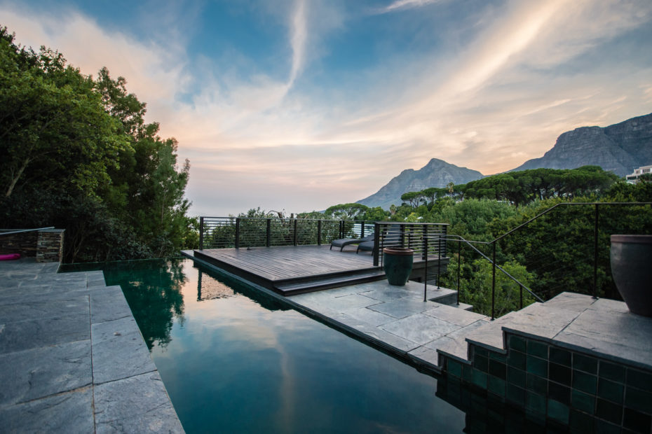 Devils Peak, Higgovale, architecture, building, mountain, sky, sunset, swimming pool