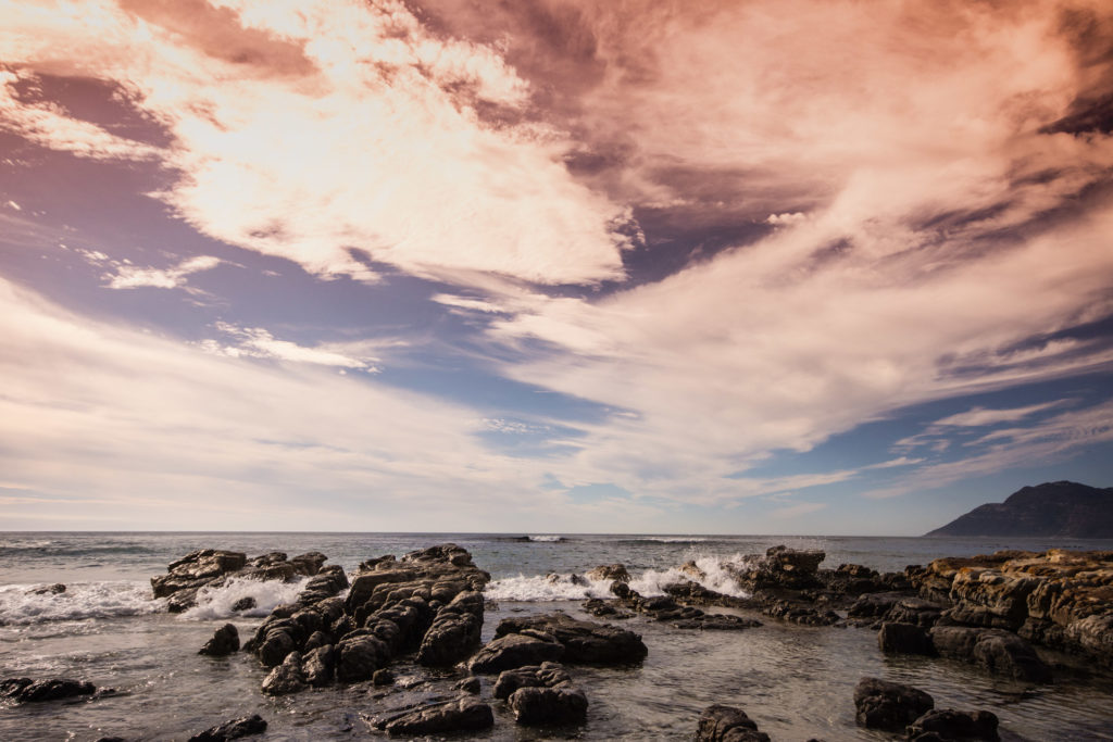 Kommetjie, Long Beach, cloud, gradient, orange, rock, sea, seascape, sky, weather