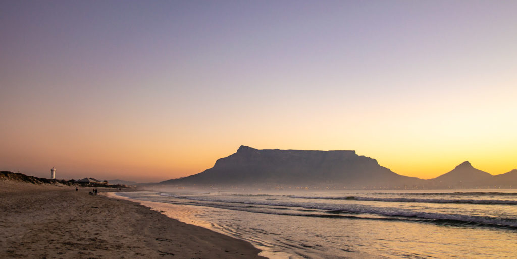 Milnerton, Table Mountain, beach, sea, seascape, sunset, wave