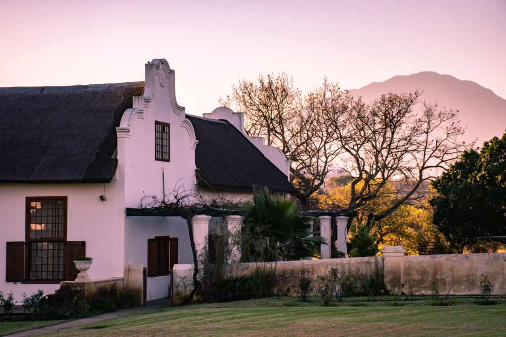 Church St, Tulbagh, building, historic, house, houses, landscape, mountain, sunset, tree