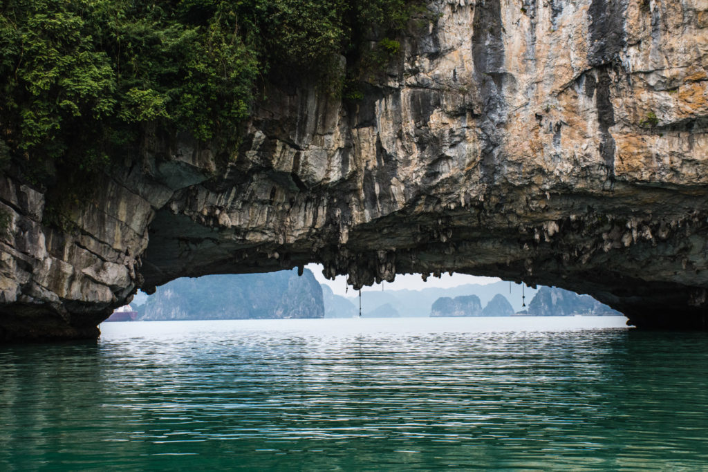 Halong Bay, Vietnam, arch, karst, rock, sea, sea stack, seascape, water