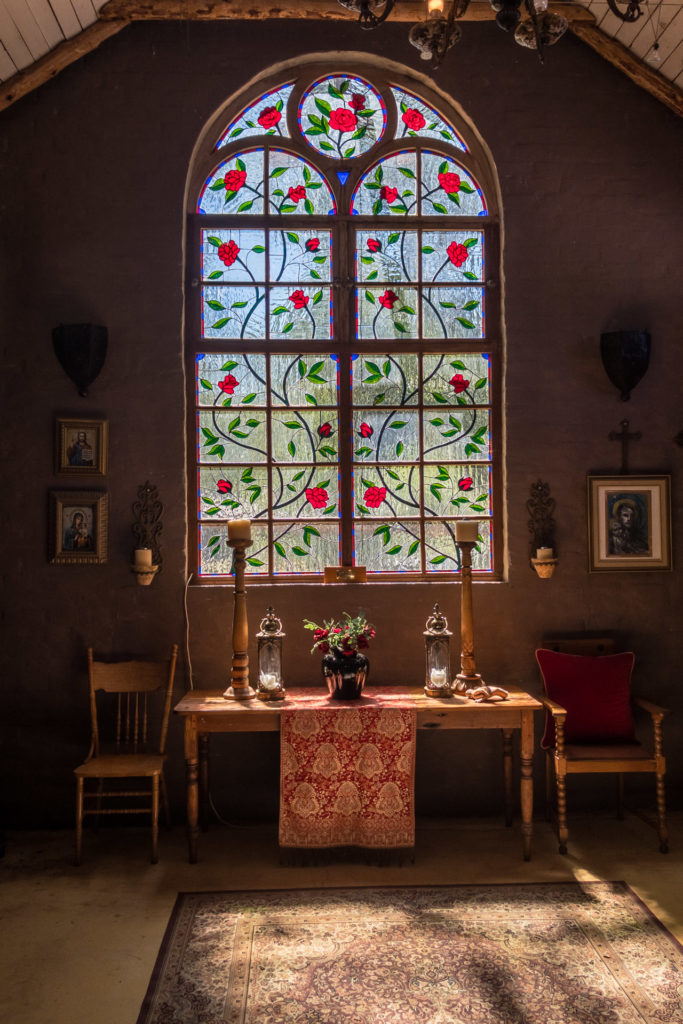 chapel, offering, stained glass, window