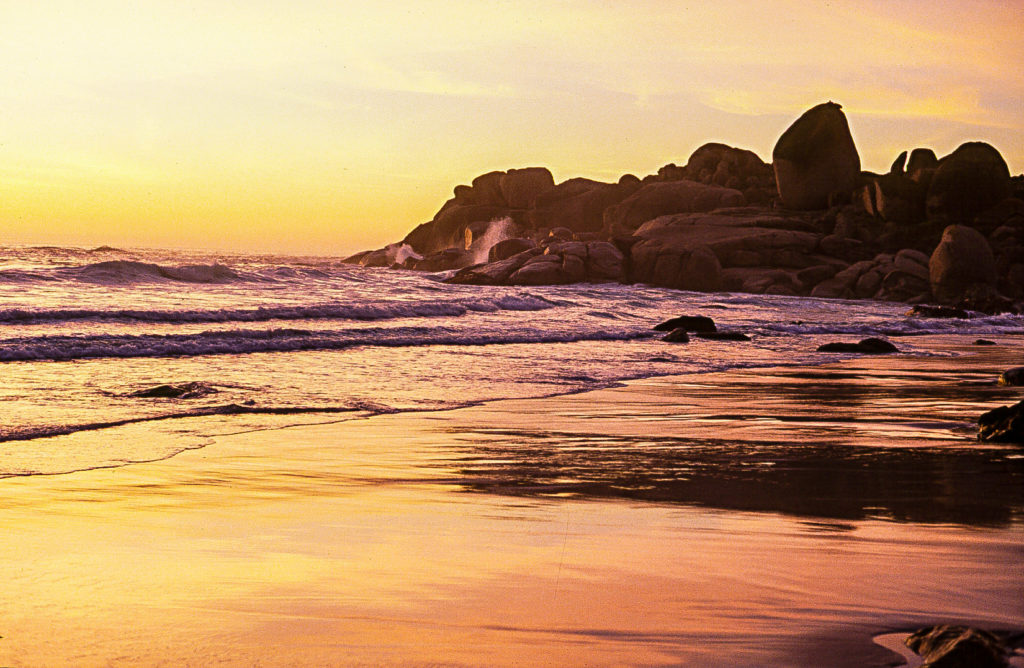 Llandudno, beach, rocks, seascape, sunset, water